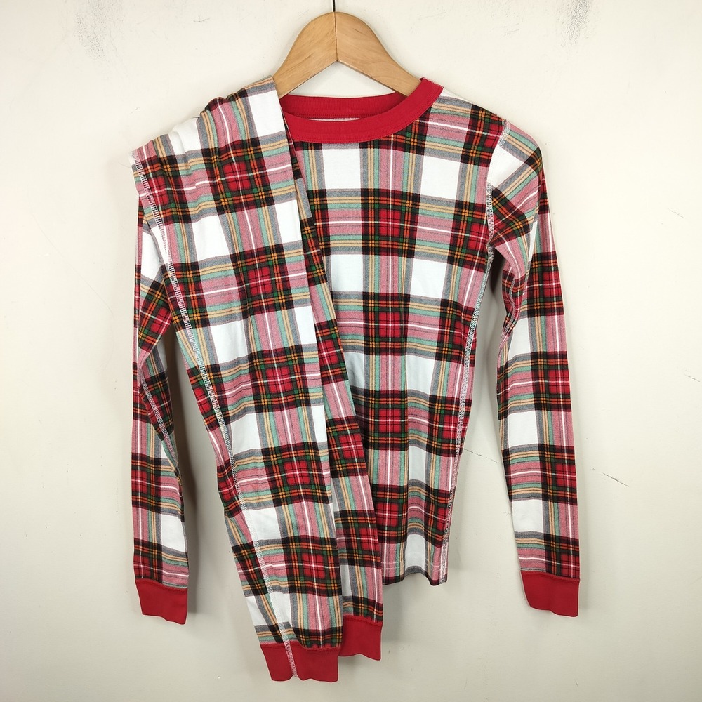 Hanna Andersson Pajama Set Kids 14-16 Organic Cotton Plaid Holiday Red White
